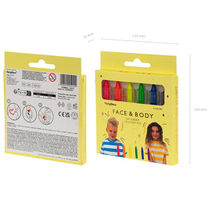 UV-leuchtende Gesichtsfarben, 6 Stück