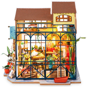 Holzbausatz mit LED Blumengeschäft