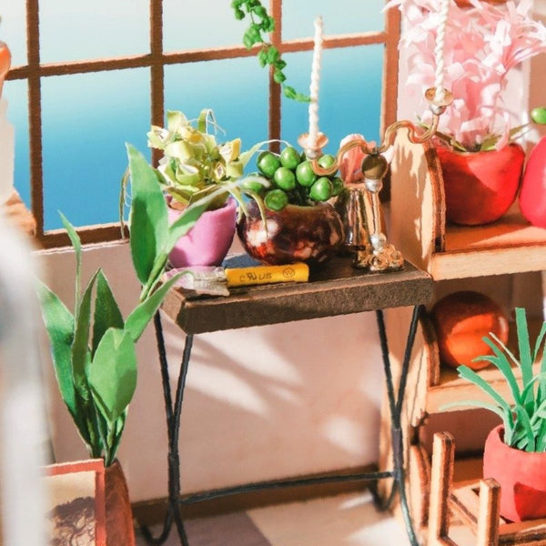 Holzbausatz mit LED Blumengeschäft