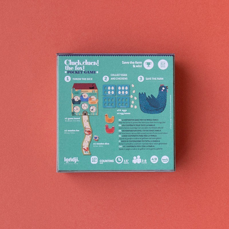 Familienspiel in Taschenversion Cluck, cluck! Fox! – Puk Puk, hier ist der Fuchs! - Tublu.de