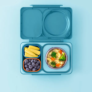 Zwei luftdichte Behälter für die Lunchbox OmieBox UP Dip – Blue Orange
