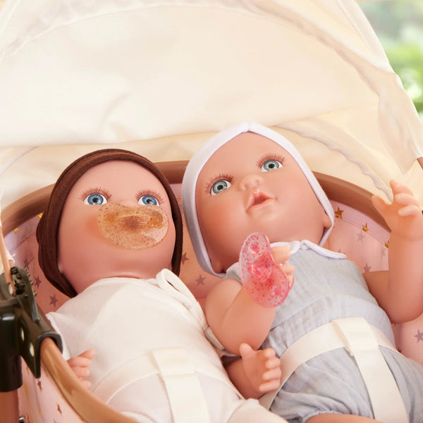 Doppelter Puppenwagen mit Babywanne