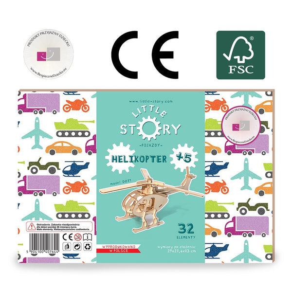 Holzpuzzle 3D-Modell – Hubschrauber