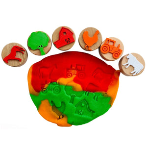 Holzstempel-Set – Bauernhof, 6 Stück - Tublu.de