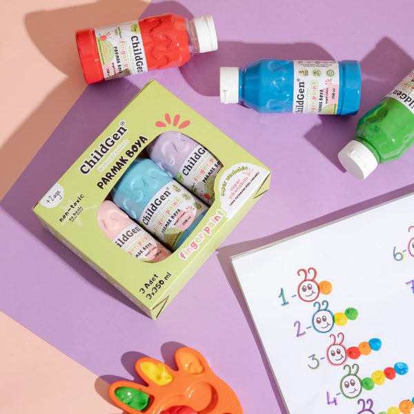 Leicht abwaschbare Fingerfarben – blau, grün, rot - Tublu.de