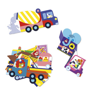 Duże naklejki wielorazowe 18m+ Janod - Pojazdy 50 szt. - Tublu.de