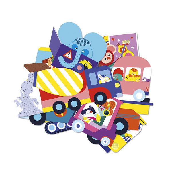 Duże naklejki wielorazowe 18m+ Janod - Pojazdy 50 szt. - Tublu.de