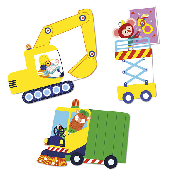 Duże naklejki wielorazowe 18m+ Janod - Pojazdy 50 szt. - Tublu.de