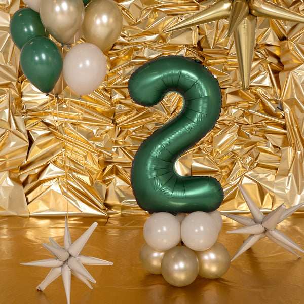 Folienballon 86 cm – Zahl 2, flaschengrün