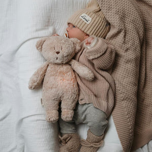 Brummender Teddybär mit Lampe Organic 2.0 – Sand