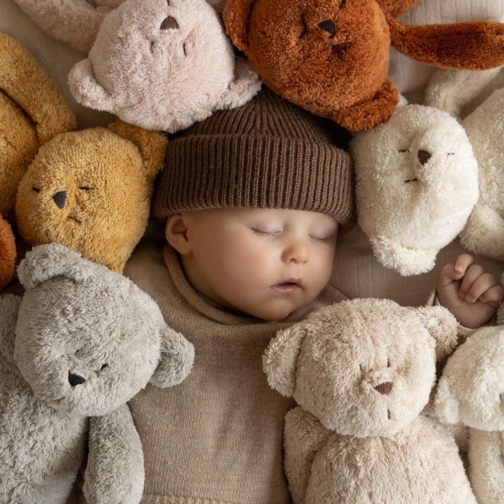 Brummender Teddybär mit Lampe Organic 2.0 – Sand