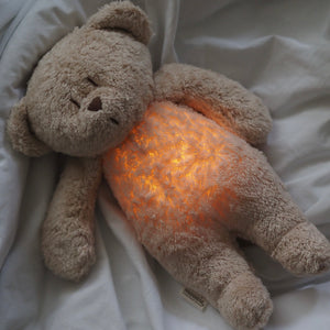 Brummender Teddybär mit Lampe Organic 2.0 – Sand