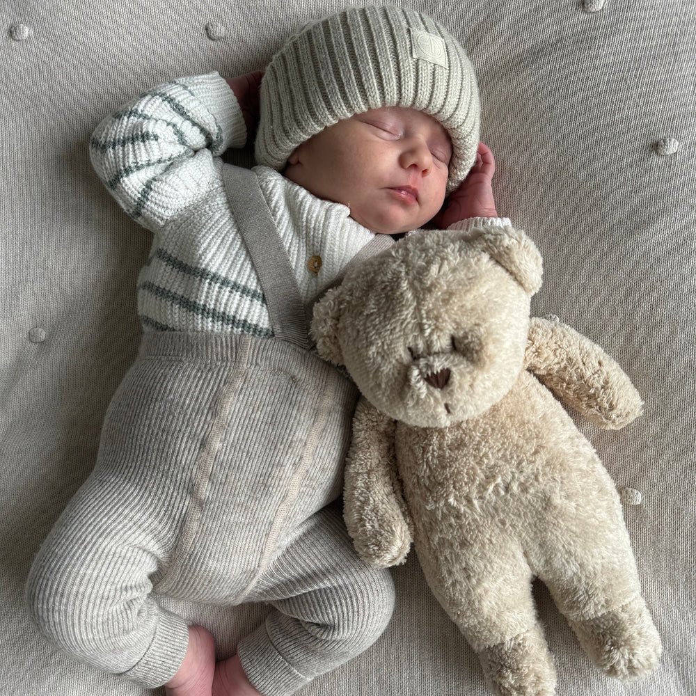Brummender Teddybär mit Lampe Organic 2.0 – Sand
