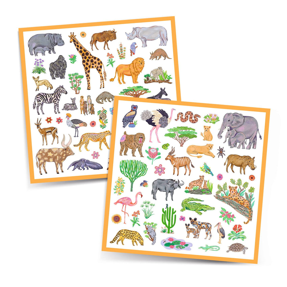 Kenia Sticker Set für Kinder mit 160 bunten Tieren und Pflanzen für kreatives Basteln