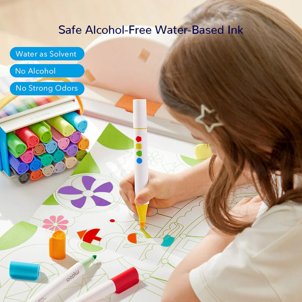 Abwaschbare Marker mit doppelter Spitze – 12 Farben - Tublu.de