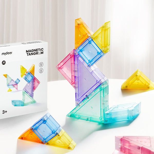 Magnetische Bausteine – Tangram 3D mit Sanduhr 7 Teile - Tublu.de