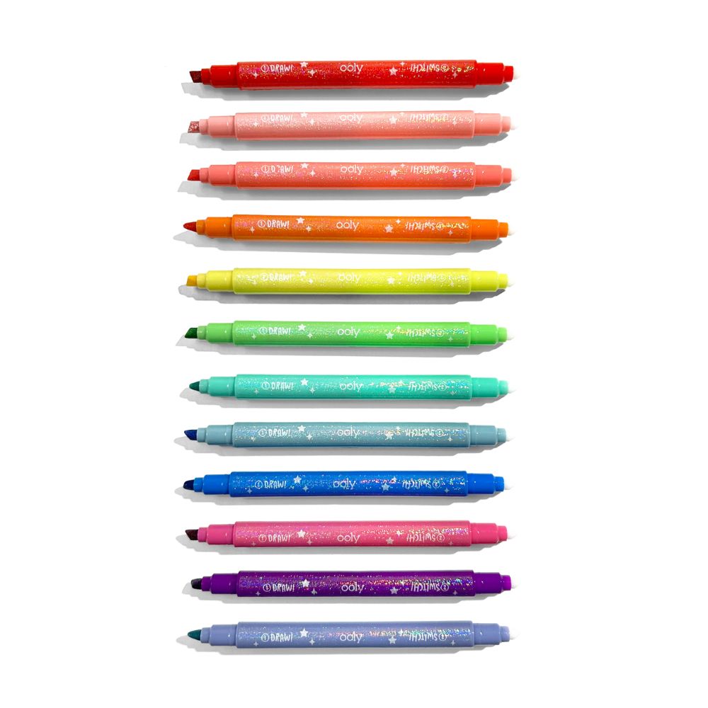 Farbwechselnde Filzstifte mit Glitzer – Switch-Eroo, 12er-Set