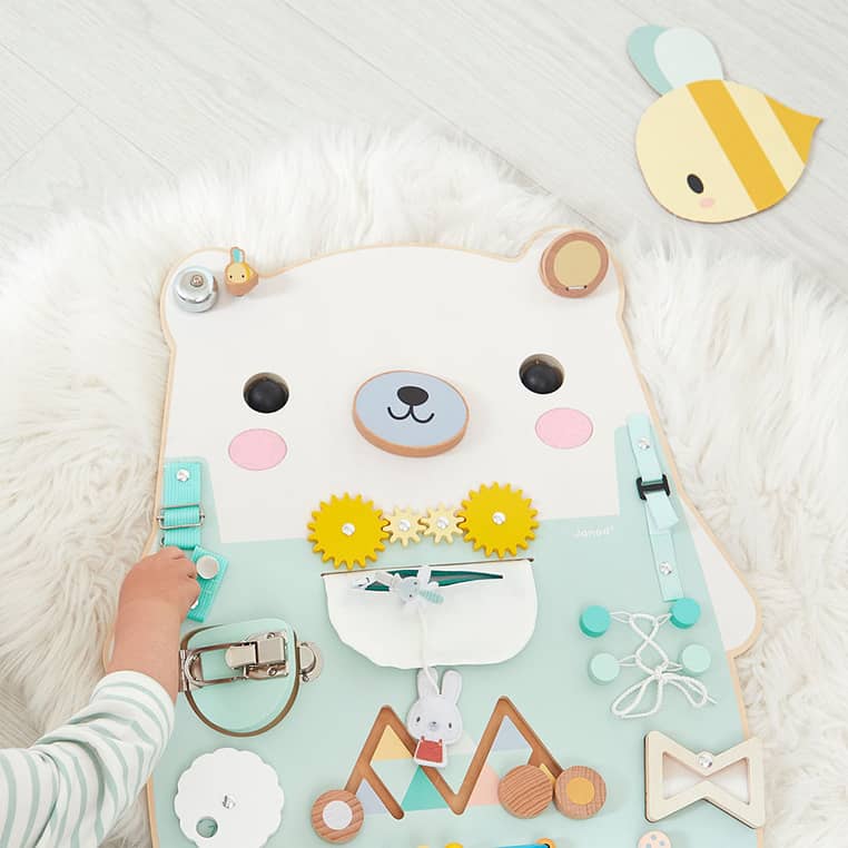 Große Holz-Lerntafel mit 20 Aktivitäten – Bär Pure 18m+