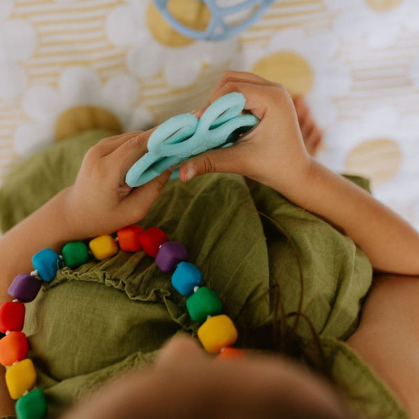 Sensorik-Set: Ball & Beißring 2-in-1 – Blau & Mint