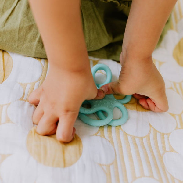 Sensorik-Set: Ball & Beißring 2-in-1 – Blau & Mint