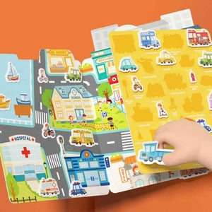 Zestaw wielorazowych żelowych naklejek mideer - The Bustling Traffic