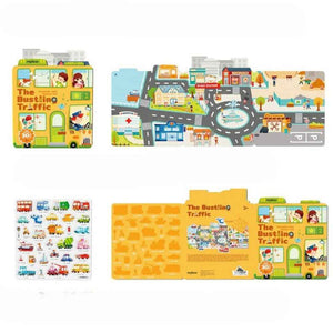 Zestaw wielorazowych żelowych naklejek mideer - The Bustling Traffic