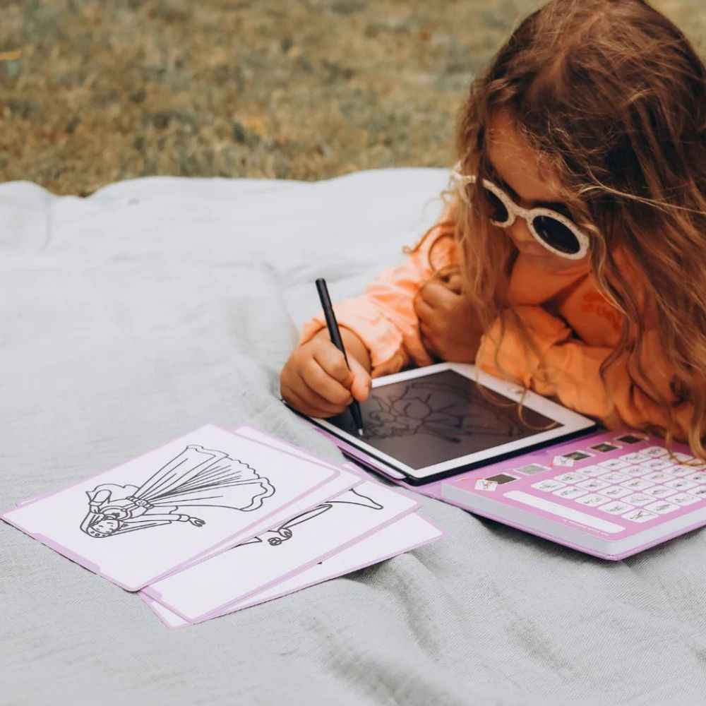 Grafiktablett zum Zeichnen mit Vorlagen Kidydraw Mini – Prinzessinnen