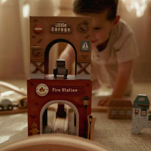 Kartonowa wieża do układania + 6 autek Little Dutch