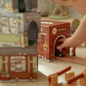 Kartonowa wieża do układania + 6 autek Little Dutch