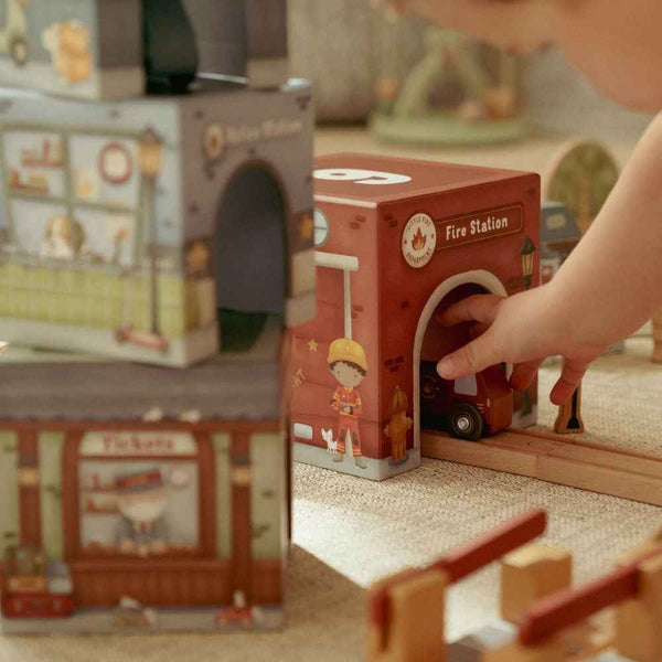 Kartonowa wieża do układania + 6 autek Little Dutch