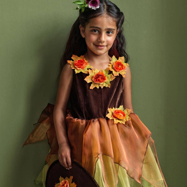 Kostüm – Tüllkleid mit Blumen und Hut, Hexe Sabrina, 3–4 Jahre