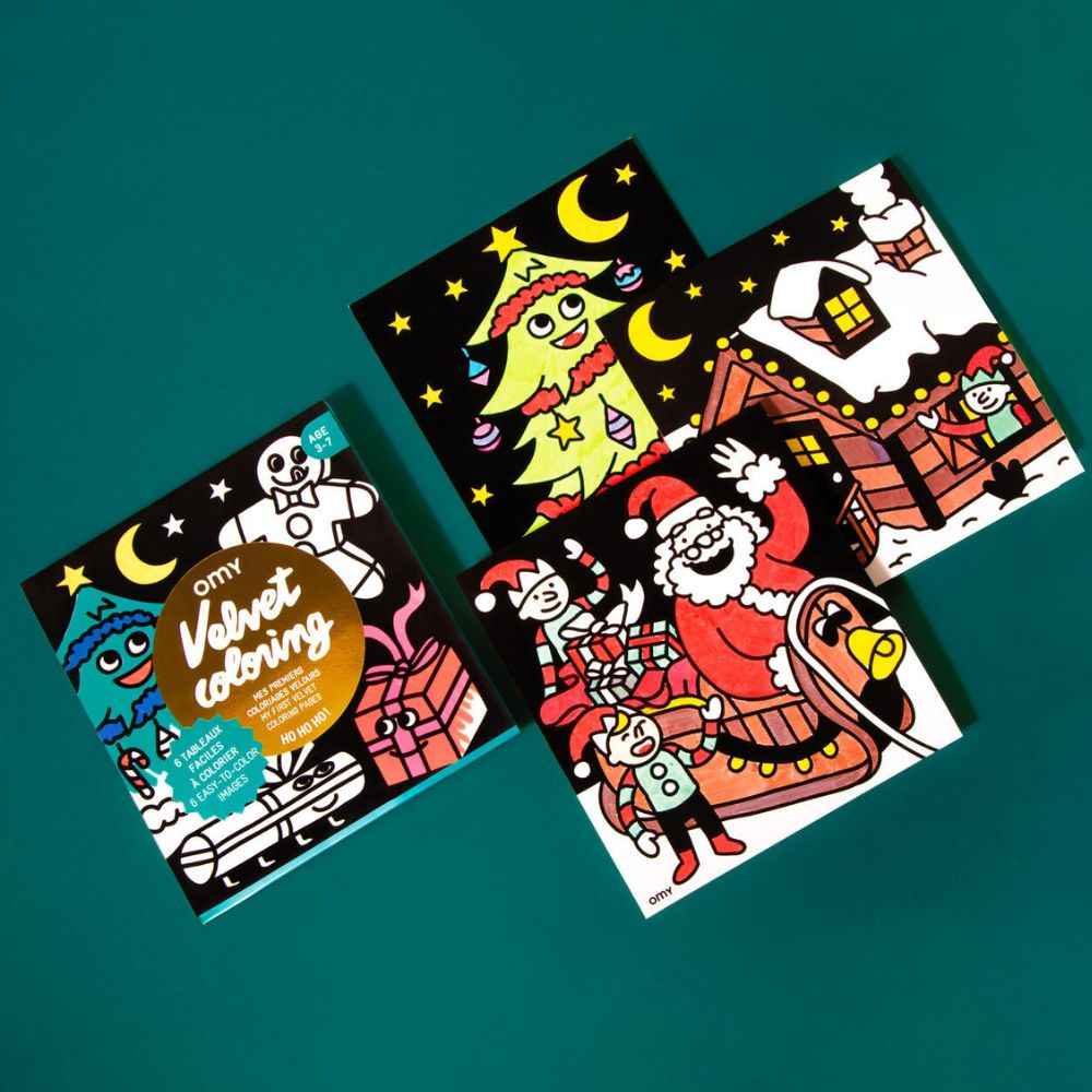 Zestaw 6 welwetowych kolorowanek OMY - HOHOHO