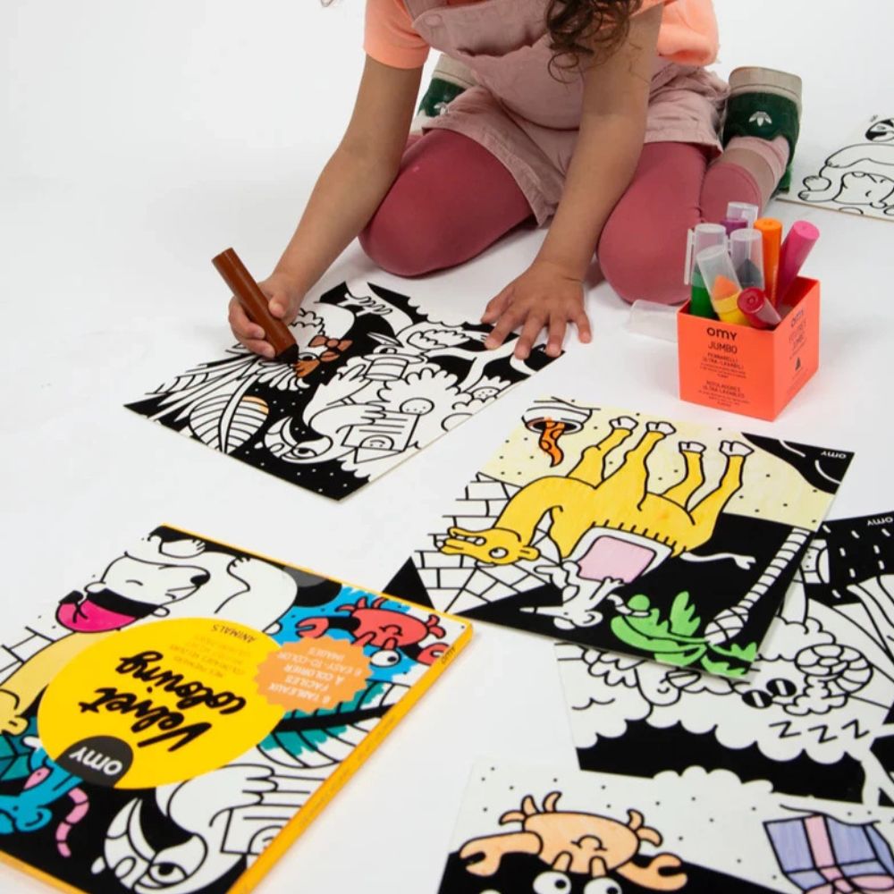 Zestaw 6 welwetowych kolorowanek OMY - Zwierzęta