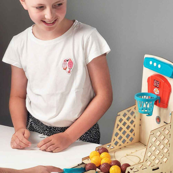 Zestaw konstrukcyjny elektroniczna mini koszykówka DIY z grami Buki