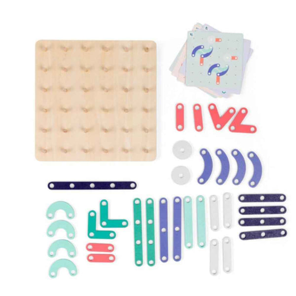 Drewniana tablica manipulacyjna z płytkami BS Toys - Geoplank