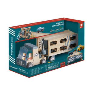 Auto-Transporter & Rennstrecke 2-in-1 – Magnetspielzeug mit 8 Autos & Kran