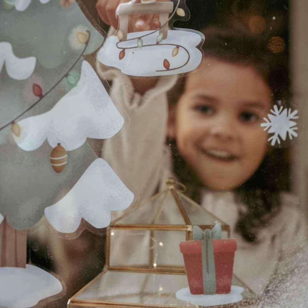 Wiederverwendbare Fensteraufkleber  - Weihnachtsbaum X-MAS
