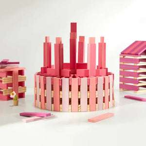 Holzbausteine Archimedes – Rosatöne, 100 Teile