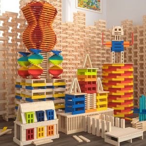 Holzbausteine Archimedes – Rosatöne, 100 Teile