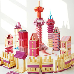 Holzbausteine Archimedes – Rosatöne, 100 Teile