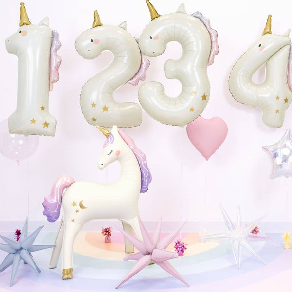 Folienballon 93 cm – Zahl 3 Einhorn
