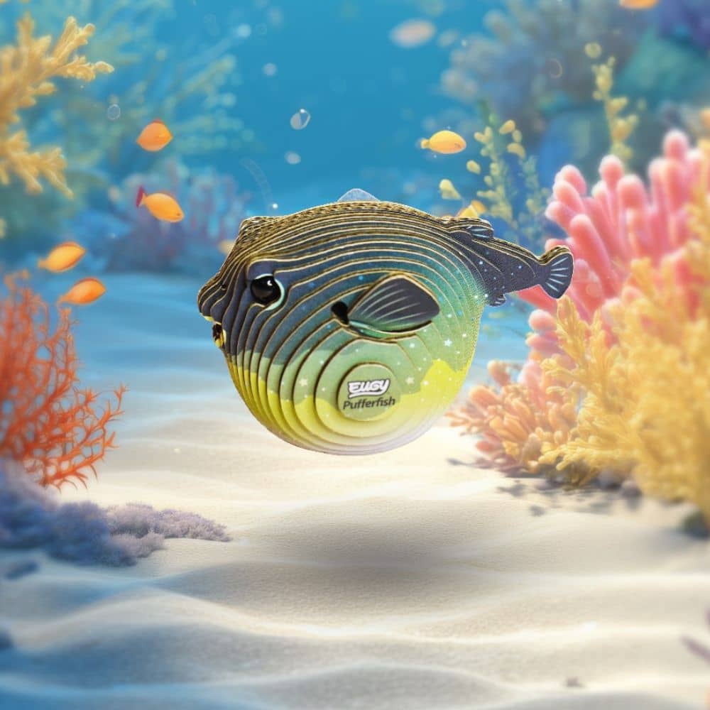 Öko-Puzzle 3D – Kugelfisch – schaukelnder Fisch