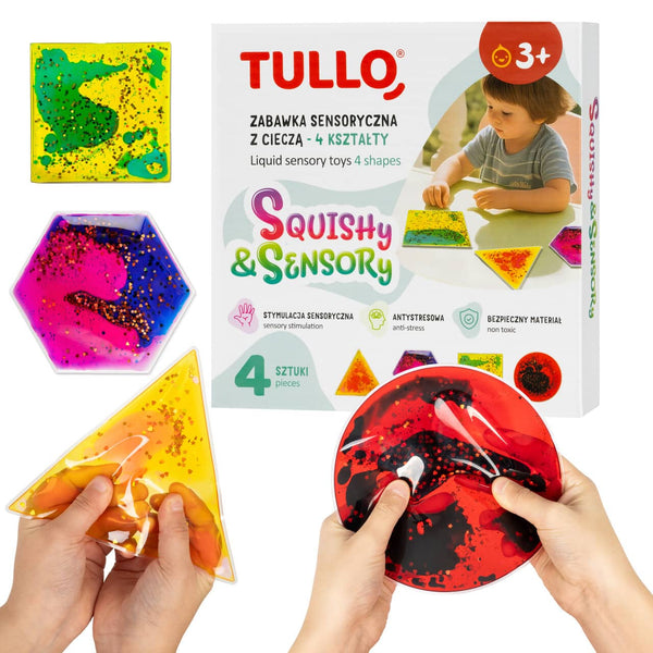 Squishy-Sensorik-Spielzeuge mit Flüssigkeit – 4 Formen