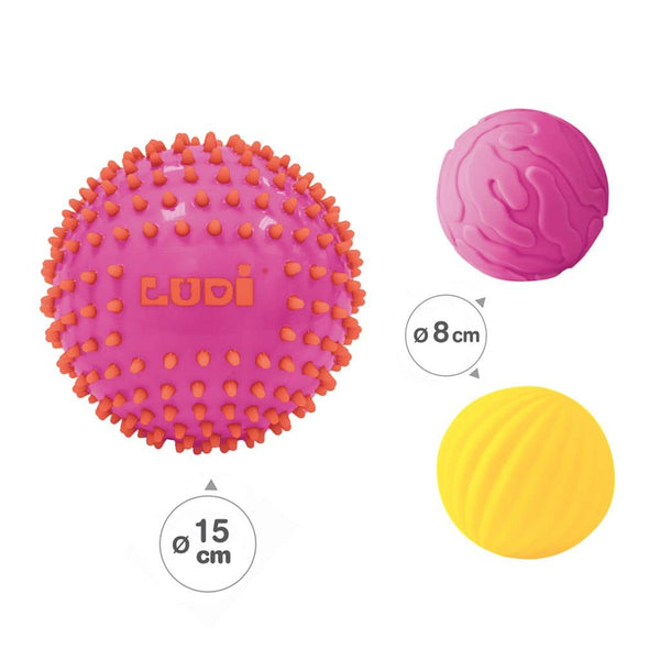 Set mit 3 Sensorikbällen 2+1 – rosa Version