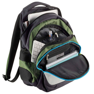 Großer 3-Fach Schulrucksack mit USB-Port – Berlin Rider Green (30L, Laptopfach)