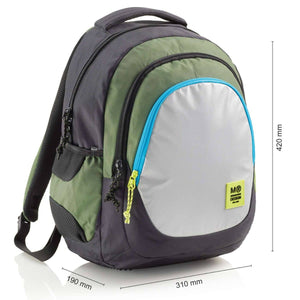 Großer 3-Fach Schulrucksack mit USB-Port – Berlin Rider Green (30L, Laptopfach)