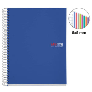 A4 Spiralnotizbuch Blue - 200 Blatt kariert (8 Farbsegmente)