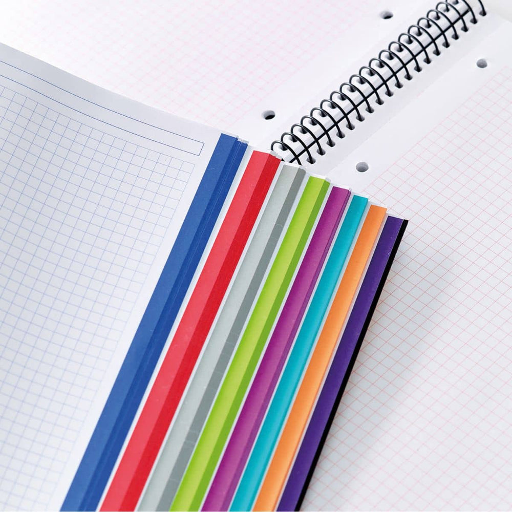 A4 Spiralnotizbuch Blue - 200 Blatt kariert (8 Farbsegmente)