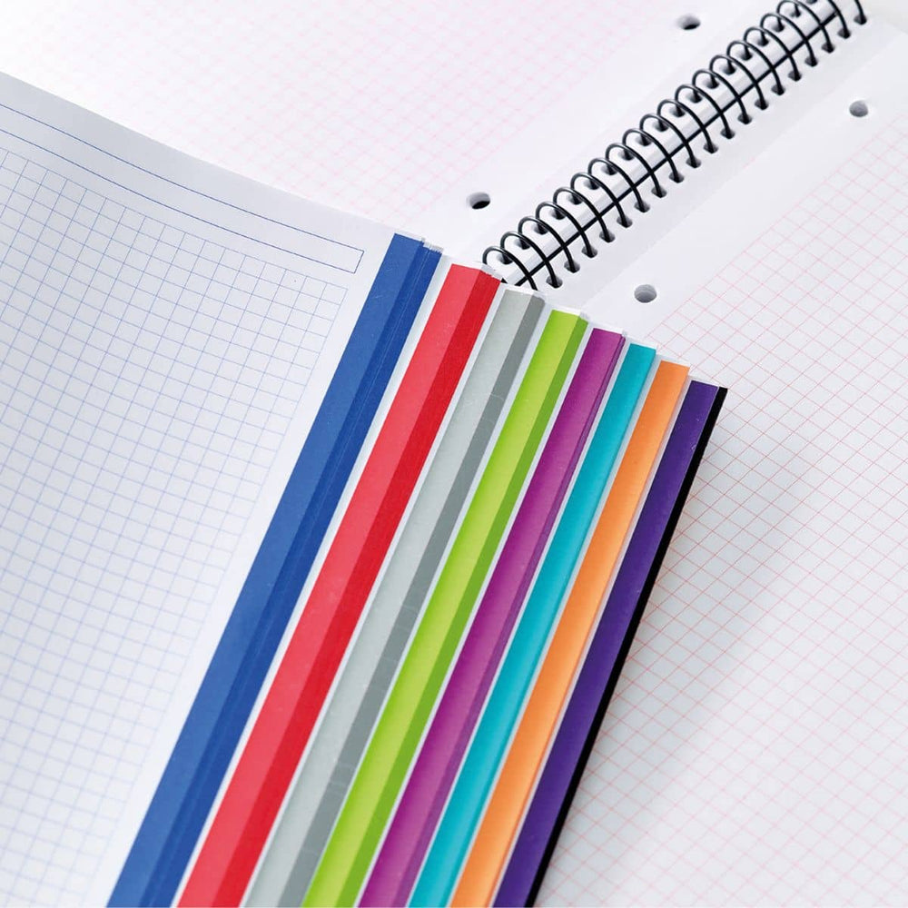 A4 Spiralnotizbuch Red - 200 Blatt kariert (8 Farbsegmente)