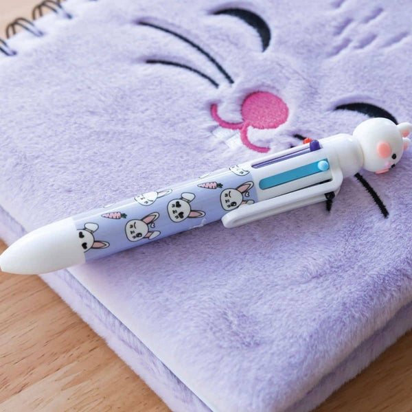 Mehrfarben-Kugelschreiber 6-in-1 mit Hasen-Figur – Violett